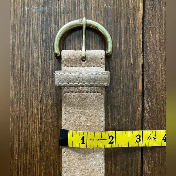 Tan Suede Belt with Gold Buckle - Picture 2 of 4